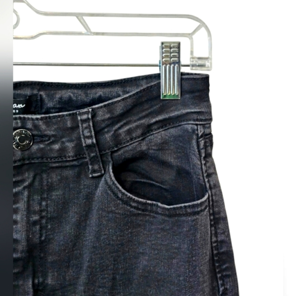 Wax Denim Black Gray Western Grunge Distressed Skinny Jeans Size 11 - Picture 6 of 10